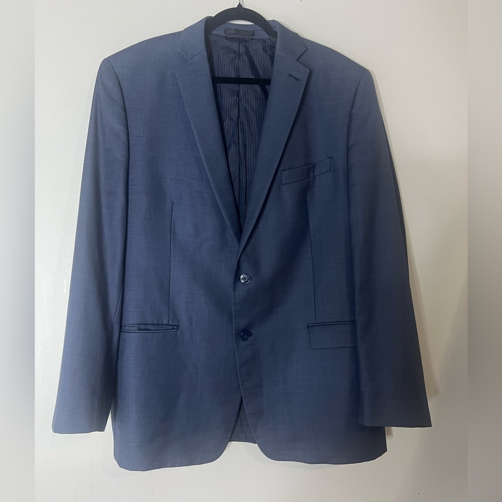 Calvin Klein Mens 44 L Blue Plaid 100% Wool Blazer Jacket Business
Casual